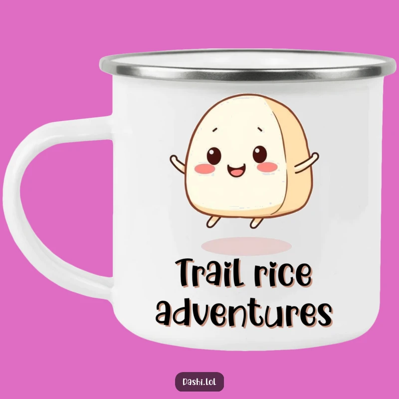Funny Onigiri Jump Camping Mug: Outdoor Rice Ball Fun, Perfect Humorous Gift!