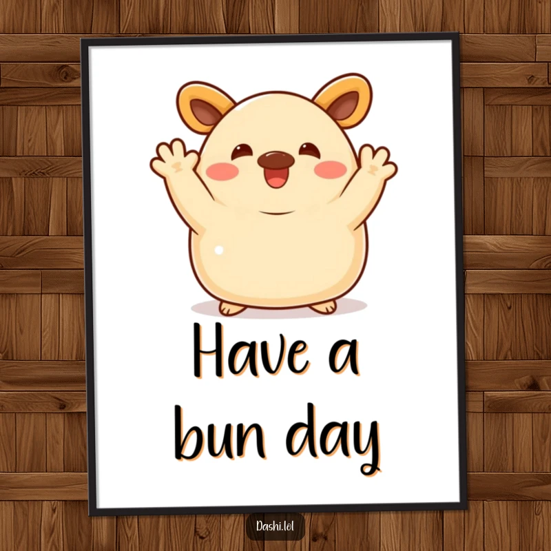 Funny Bao Bun Digital Art: A delighted bao bun waves enthusiastically with its little arms, capturing a moment of pure, friendly fun.