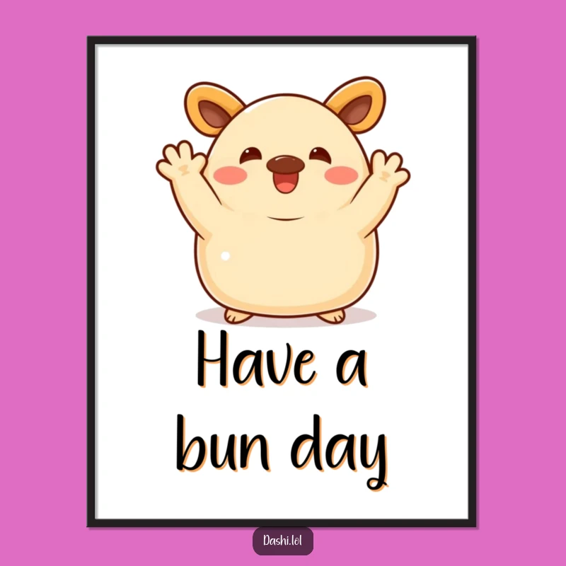 Funny Bao Bun Digital Art: Waving Character, Perfect Humorous Gift!