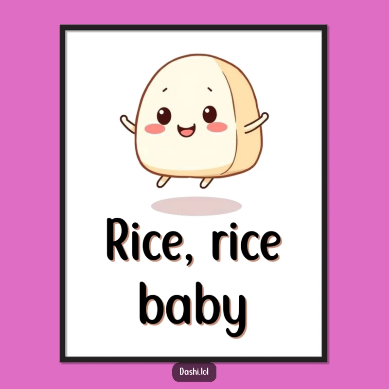 Funny Onigiri Jump Digital Art: Joyful Rice Ball Character, Perfect Humorous Gift!