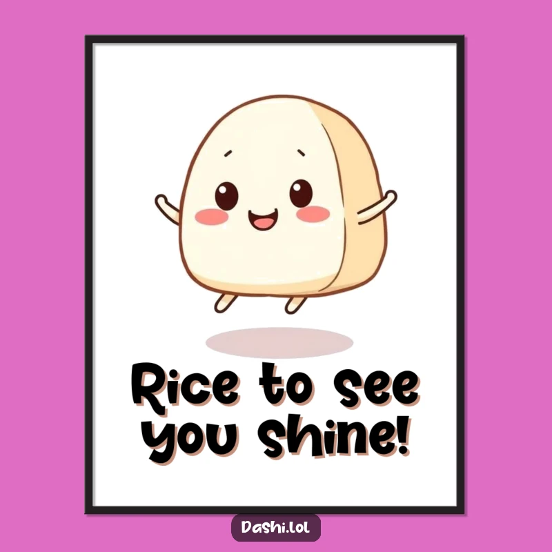 Free Printable Wall Art: Jumping Onigiri, Hilarious Japanese Food Downloadable Art for Kitchen Decor