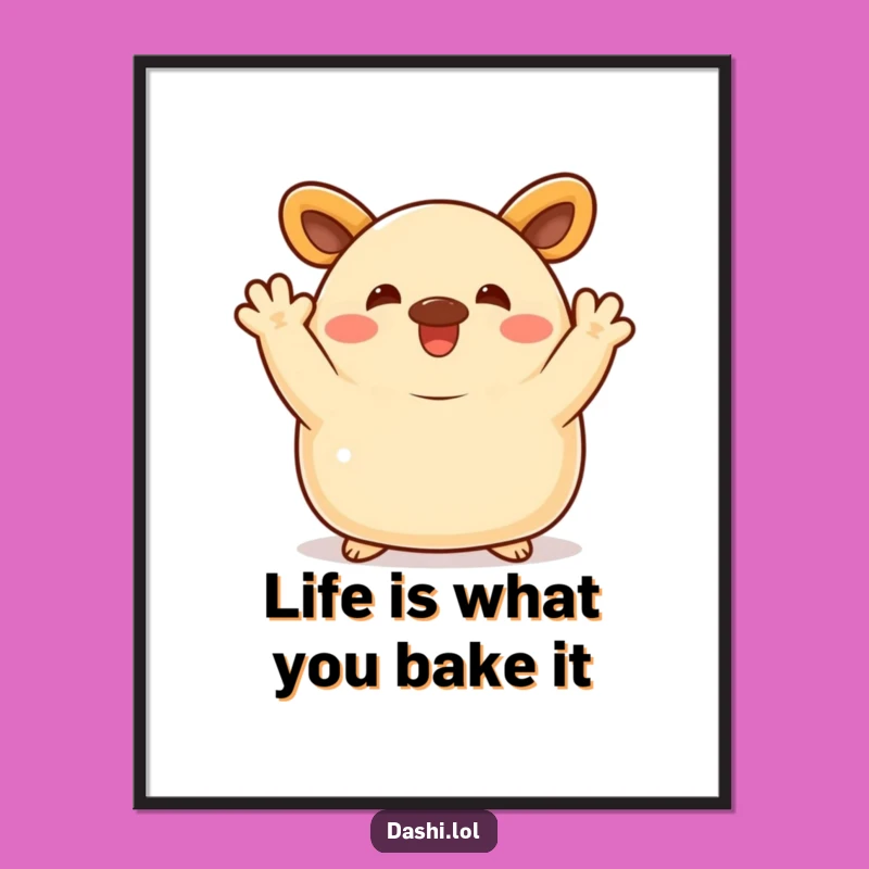 Free Printable Wall Art: Waving Bao Bun, Adorable Downloadable Art for Kitchen and Cafe Decor