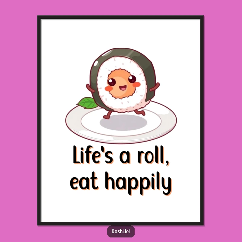 Funny Free Printable Wall Art: Skipping Sushi Dancer, Downloadable Whimsical Decor