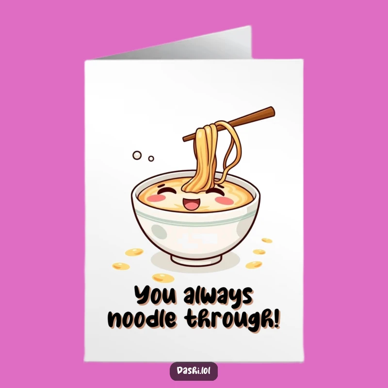 Free Printable Congrats Card: Giggling Ramen Splash, Fun Downloadable Gift for Celebrating Wins
