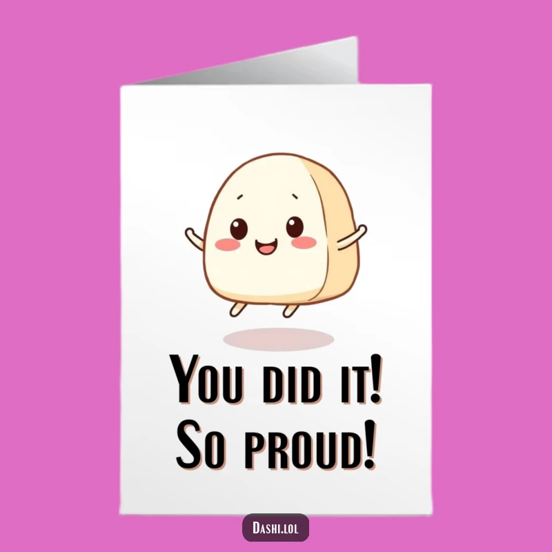 Free Printable Congrats Card: Jumping Onigiri Celebration, Easy Downloadable Gift for Any Achievement
