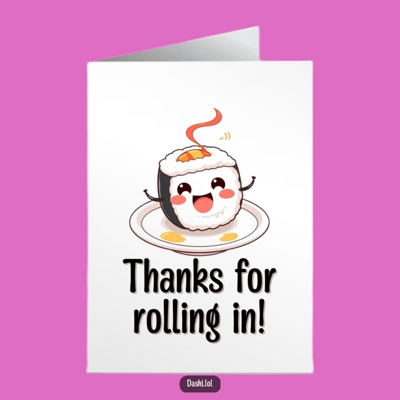 Free Printable Thank You Card: Spinning Sushi Appreciation, Delightful Downloadable Gift for Saying Thanks